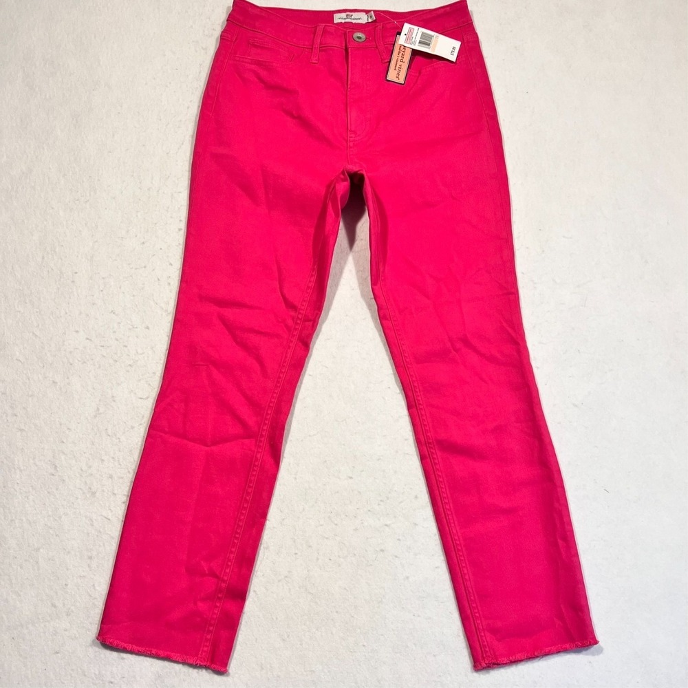 Vineyard Vines Jeans Straight Crop‎ High Rise Lipstick Pink Women's 28 28x27